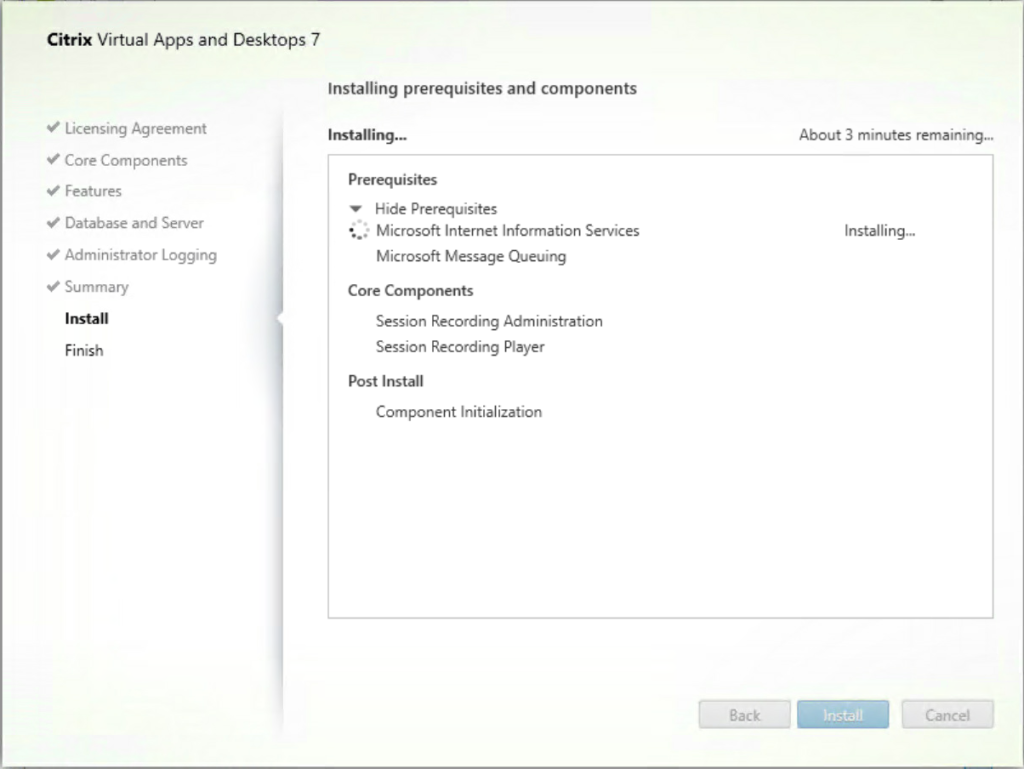 Session Recording install progress screenshot.