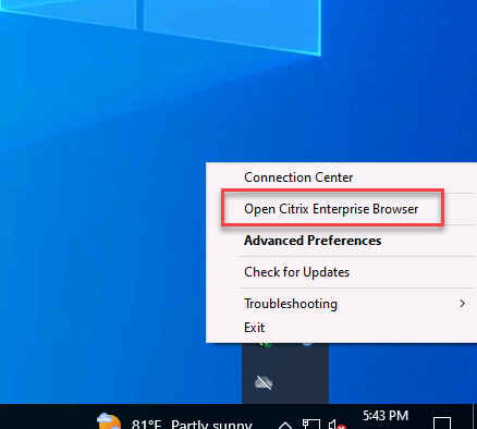 Launch CEB from Windows system tray