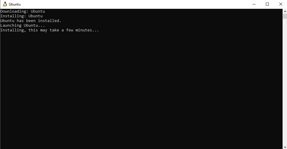 Ubuntu install after initial WSL install.