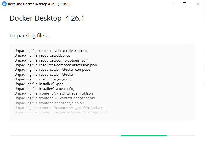 Docker unpacking files.
