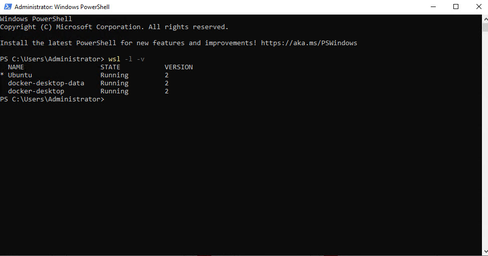 View the state of Ubuntu and Docker services.