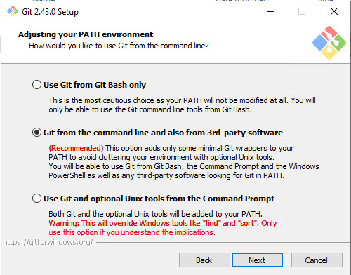 Git PATH environment setting.