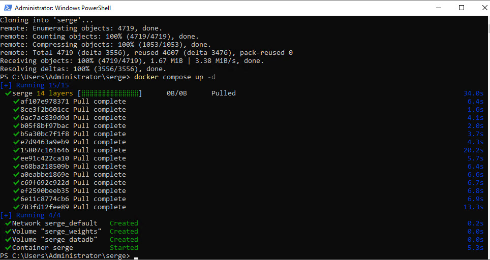 PoSH command for Serge creation.