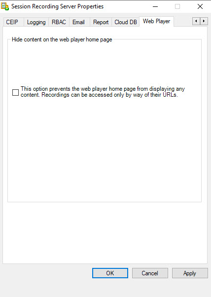 Citrix Session Recording Server Web Player setting