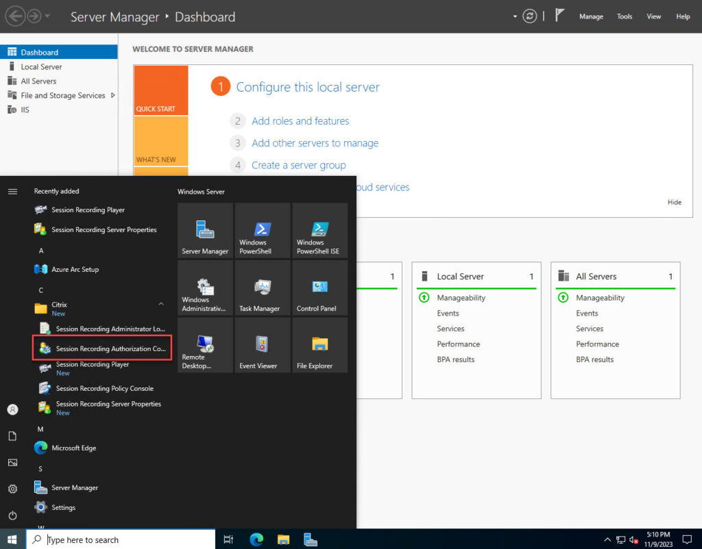 Launch the Citrix Session Recording Authorization Console