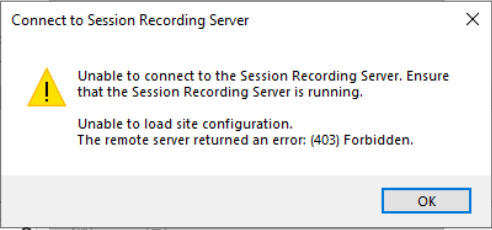 Unable to load site configuration warning.