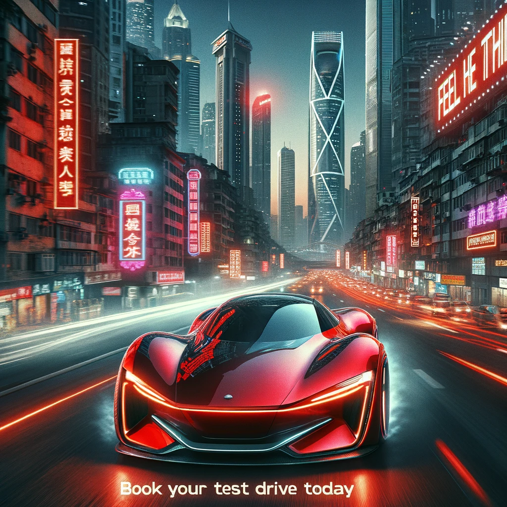 Image of a futuristic car on a city street.