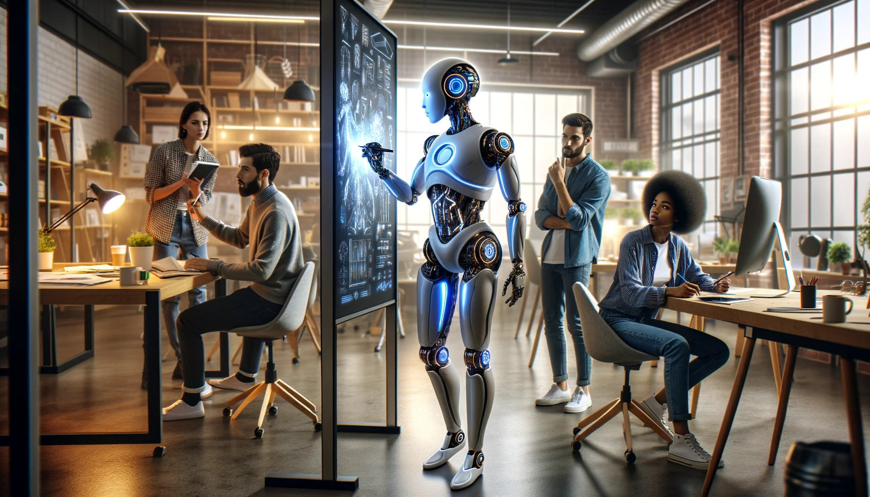 AI construct collaborating with graphic designers