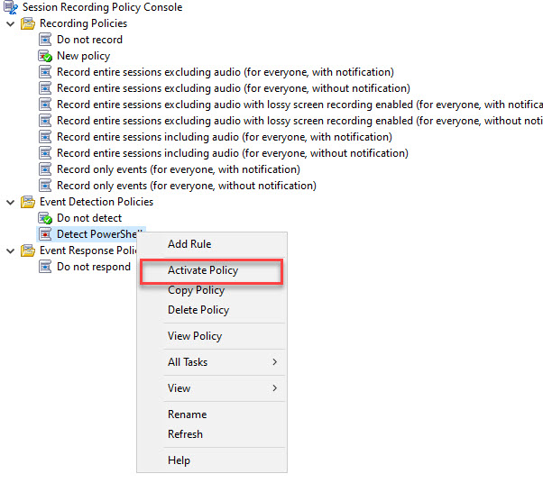 Activate the new event detection policy