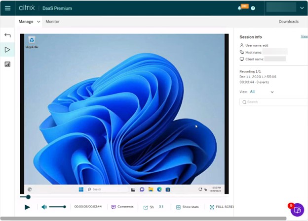 Citrix DaaS Session Recording player.