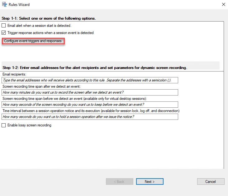 Enable the trigger response option
