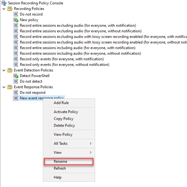 Name the event response policy