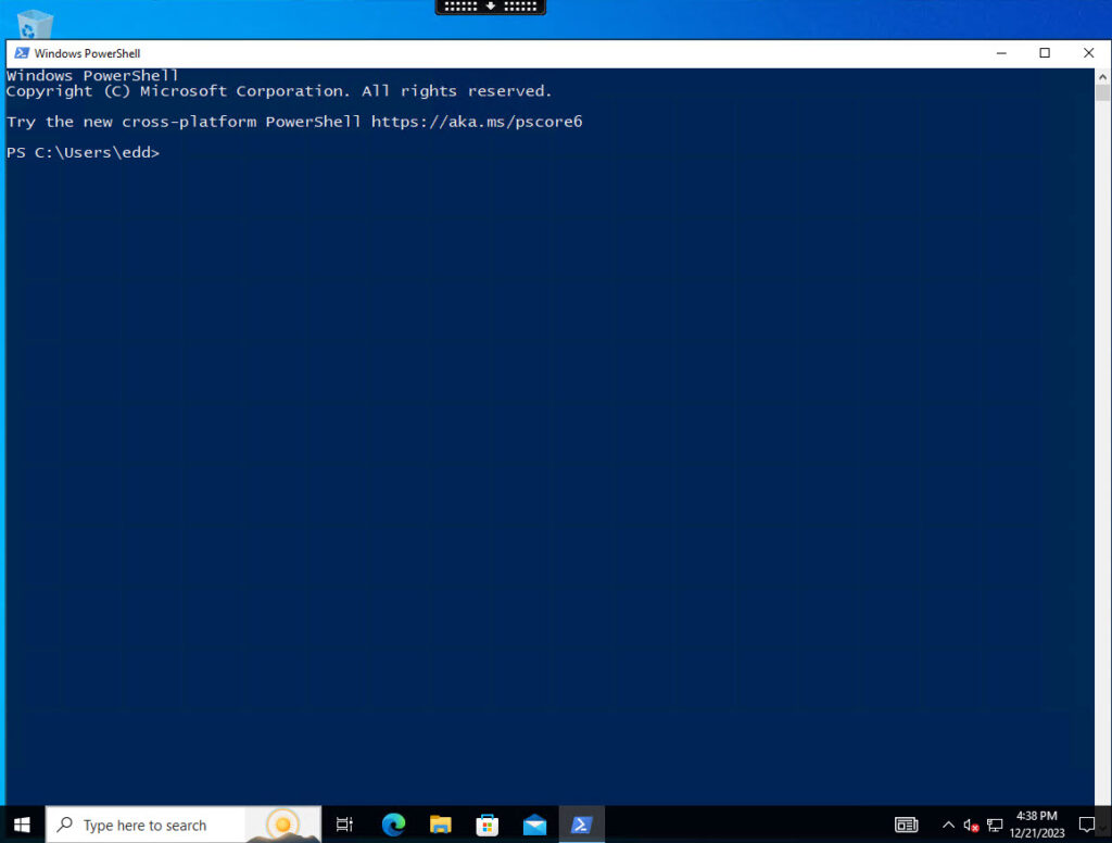 Launch PowerShell on the VDA
