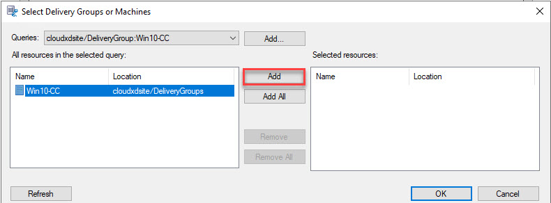 Select the resource to add to event detection rule